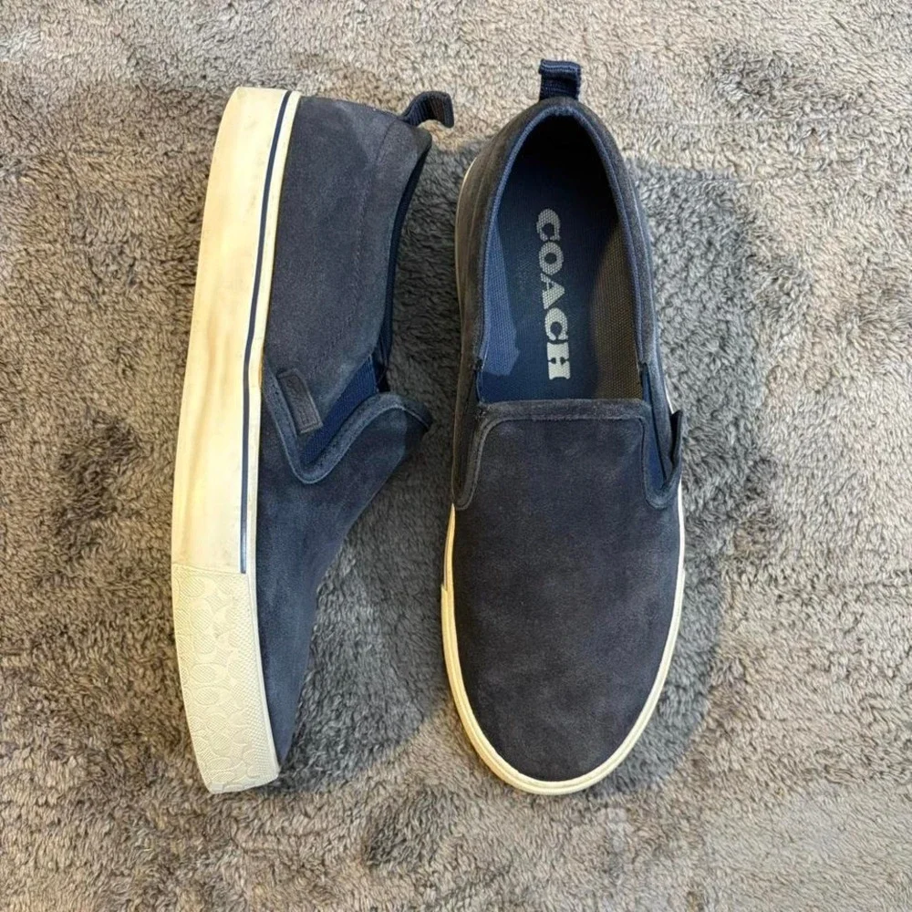 Navy‎ blue Coach suede flat Skate shoes